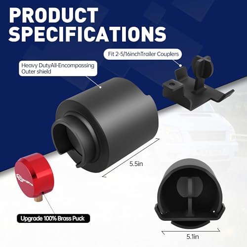 Trailer Lock Fits 2 5/16 Inch Couplers, Secures Safety Chains Anti-Theft Ball Hitch Lock, Pry Resistant Heavy Duty Trailer Hitch Locks for RV, Cargo, Camper, Dump Trailer (Red)