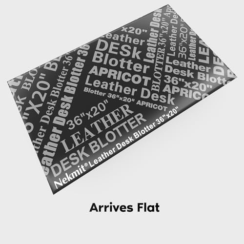 Nekmit Leather Desk Blotter Pad 36 x 20 Inches, Flat, Non-Slip, Waterproof, Apricot, Ideal for Office and Home and More
