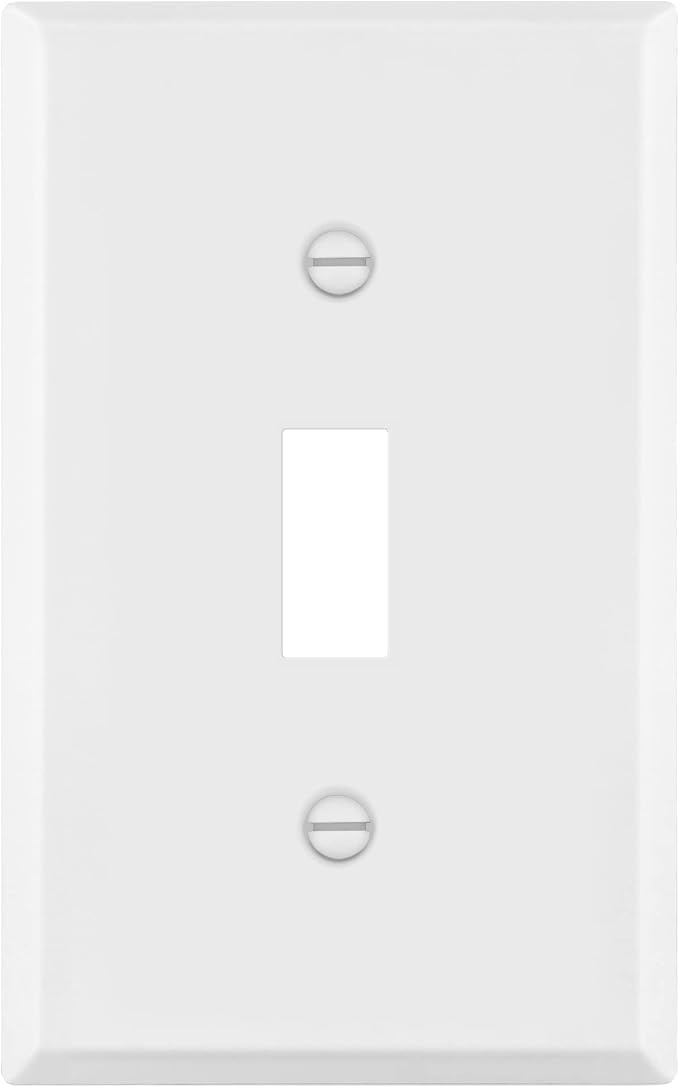 ENERLITES Toggle Light Switch Metal Cover Plate, Wall Plate, Corrosion Resistant, Standard Size 1-Gang 4.50" x 2.76", Powder Coated Stamped Steel, 7711-WM, White Matte