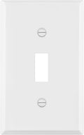 ENERLITES Toggle Light Switch Metal Cover Plate, Wall Plate, Corrosion Resistant, Standard Size 1-Gang 4.50" x 2.76", Powder Coated Stamped Steel, 7711-WM, White Matte