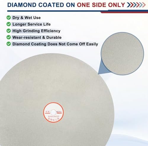 12 Inch x 1/2" Arbor Diamond Flat Lap Disc, 120 Grit