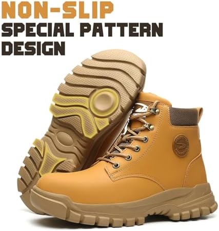 Steel Toe Work Boots for Men Women Lightweight Comfortable Waterproof Composite Toe Boots Slip Resistant Indestructible Wide Safety Shoes