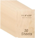 Baltic Birch Plywood - 1/8 Inch Thickness - 11.8" x 11.8" Wood Sheets for Laser Cutting, CNC Cutting and Crafts (20, 11.8 X 20)