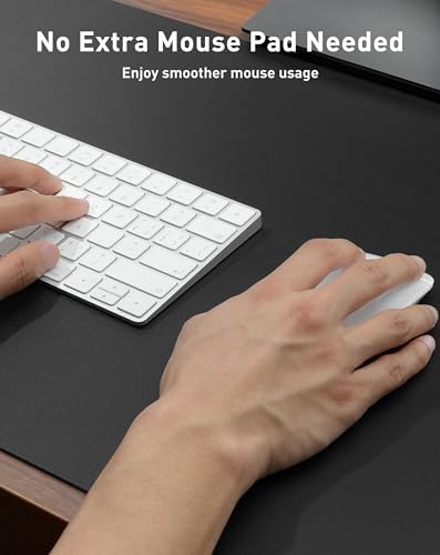 Aothia Faux Leather Desk Mat - Large Mouse Pad, Non-Slip PU Leather Blotter, Waterproof Writing Surface for Office and Home (Black, 40" x 24")