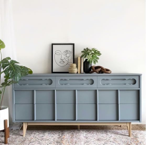 Dixie Belle Silk All-in-One Mineral Paint - Wharf (16oz) - Neutral Gray Water Based Built-In Primer + Topcoat for Wood + Metal - Durable Furniture Paint - Low Reflective Finish