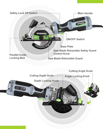 WORKPRO 5.8Amp 3500RPM Circular Saw with Parallel Guide