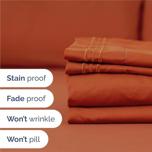 King Size 4 Piece Sheet Set - Breathable & Cooling Sheets - Terracotta