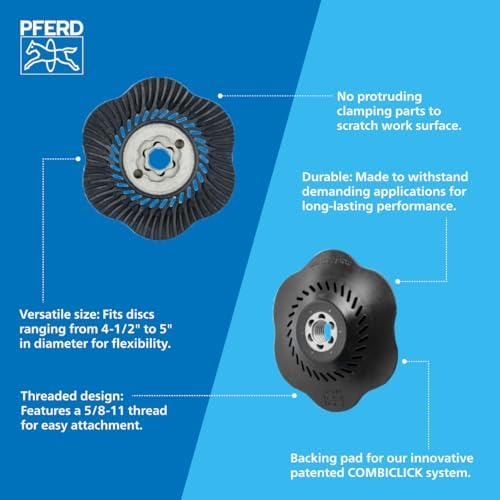 Pferd COMBICLICK® Soft Backing Pad – 4.5" & 5" Diameter, 5/8"-11 Thread, CC-GT, for Angle Grinders – High-Performance Abrasive Support (1 Pc) – Part 69469