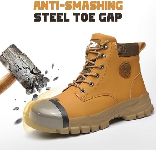 Steel Toe Work Boots for Men Women Lightweight Comfortable Waterproof Composite Toe Boots Slip Resistant Indestructible Wide Safety Shoes
