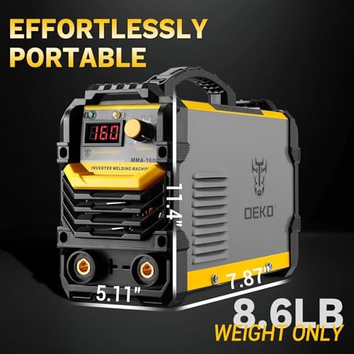 DEKOPRO 110/220V MMA Welder,160A ARC Welder Machine IGBT Digital Display LCD Hot Start Welder with Electrode Holder,Work Clamp, Input Power Adapter Cable and Brush