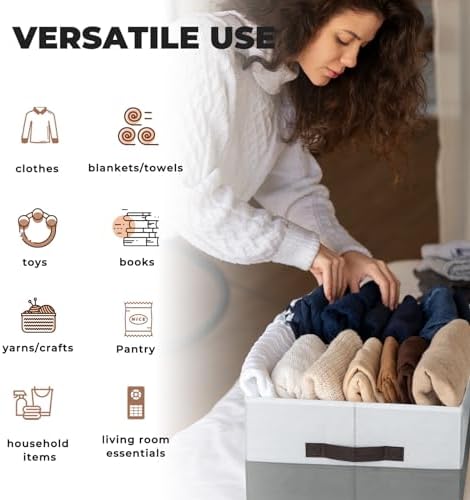 Criusia 8 Pack Closet Organizers and Storage Bins - Extra Large Storage Baskets for Organizing - Clothes Storage Bins for Shelves -Foldable Organizer Bins Totes for Toy Blanket, Dorm Room Essentials