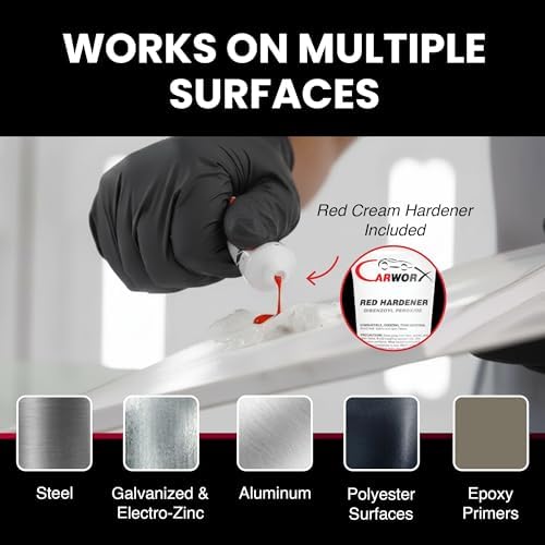 Optimum+ Premium Body Filler with BPO Hardener - Large Area Plastic Body Filler, All-in-One Fill and Finish, Pinhole-Free, Fast Sanding, 3L Grey