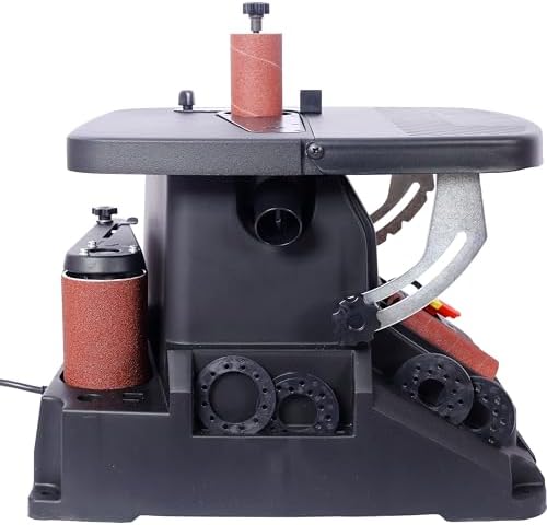 2 in 1 Oscillating Spindle Sander & Belt Sander 500W Woodworking Machine with Tilting Table & 5 Sanding Sleeves for Shaping Smoothing Curves and Contours in Home Workshop