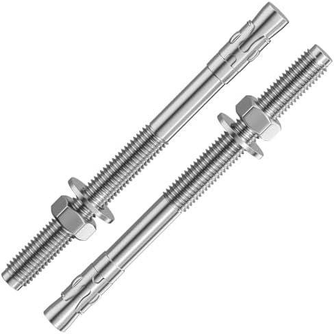 Wensilon 30Pcs 1/2x7 Inch Standard Fasteners for Heavy-Duty 304 Stainless Steel Wedge Anchors for Cement and Concrete