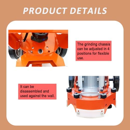 Electric Concrete Grinder Floor Edge Polishing Machine with Foldable Arms for Epoxy Terrazzo Marble Ground 220V 2.2KW