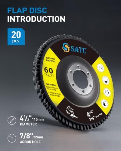 S SATC Flap Disc 20PCS Angle Grinder Disc 60 Grit Flap Disc 4-1 2 Inch Zirconia Alumina Type 29