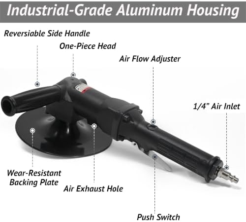 7 inch Air Angle Sander, Pneumatic Polisher Buffer, 4500RPM Variable Speed