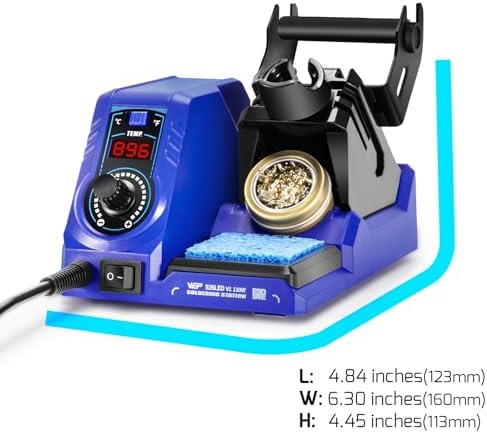 WEP 926LED V1 110W Soldering Iron Station Kit with Solder Wire, 5 Soldering Tips, Tip Cleaner, Tweezers, Desoldering Pump with Precision Temperature Control, Sleep Mode, ℉/℃