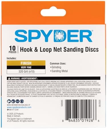 Spyder 10-Pack 320 Grit Sanding Discs, Ceramic Net, 5-Inch Hook and Loop, for Random Orbital Sander (500065)