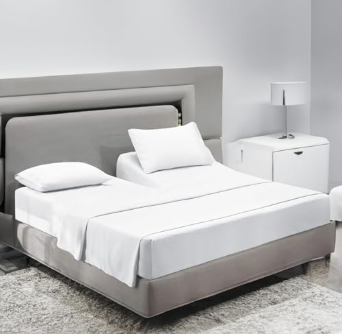 SCI Top Split Flex Sheet Set for Adjustable Bed King Size ,White