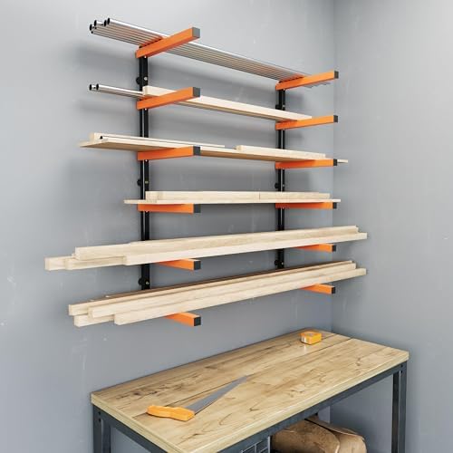 ECOTRIC Lumber Rack Wall Mount Wood Organizer Lumber Organizer - Heavy Duty