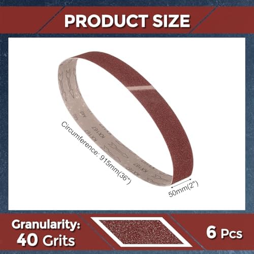 6 Pcs Sanding Belts 2 x 36 Inch 40 Grit Aluminum Oxide