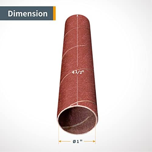 POWERTEC 11209 4.5 Inch Sanding Sleeves for Spindle Sander | 120 Grit | Aluminum Oxide Sandpaper Sanding Sleeves 4-1/2" Long in 3 Diameters 1/2", 3/4" & 1" – 9 Pack