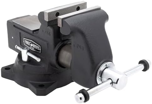 Yost HD450-C Heavy Duty 4-1/2 Inch Mechanics Work Bench Vise | Heavy Duty Woodworking & Metal Work Table with Secure Grip Swivel Base | 60,000 PSI Casting Iron Material with Extra-large Anvil Surface