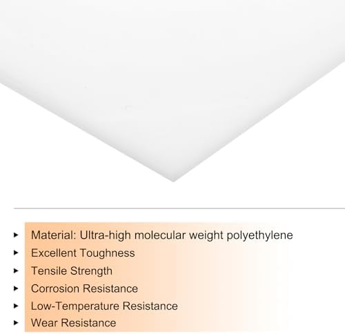 MECCANIXITY UHMW Sheet Ultra High Molecular Weight Polyethylene Sheet, 1/16" Thick Hard HDPE Plastic Sheet Board for DIY Craft 12" x 24" White