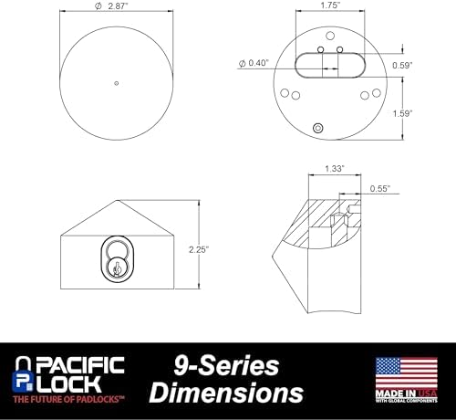 PACLOCK's 9-Series Patented Cone Puck w/Tapped Holes, Standard Rekeyable (SR), Keyed Alike U-Pick!, Black