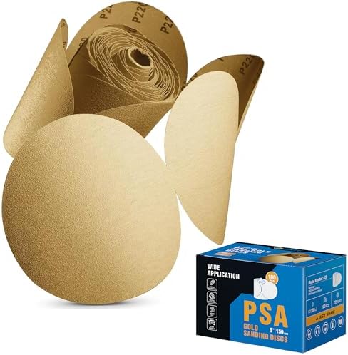 S SATC 100 PCS PSA Sanding Discs 6 Inch Adhesive Backed Sandpaper 220 Grit Sander Attachment for Drill Self Stick Aluminum Oxide Round Automotive Sandpaper with Sticky Back