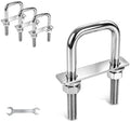 4 Pcs Heavy Duty M8 Square U Bolts Kit, 1 Inch Wide 304 Stainless Steel U-Bolt with Frame Plates and Washers, Marine Grade U Bolt M8 x 25mm W x 70mm L Trailer Axle Clamp