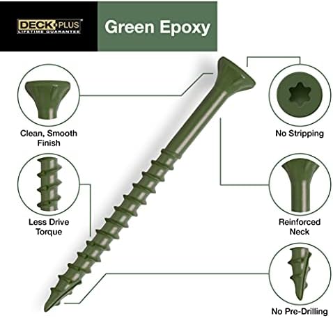 Deck Plus Deck Screws, 310 Pieces,5 Lb Box, Green, #10 x 3 (Pack of 4)