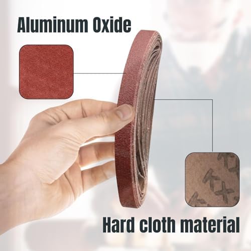 POWERTEC 1/2 x 18 Inch Sanding Belts, 40PK, 60 Grit Aluminum Oxide Belt Sander Sanding Belt for Air File Belt Sander, Woodworking, Metal Polishing (401806-P2)