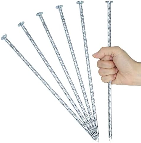 12 Inch Galvanized Landscape Stakes Metal Landscape Edging Anchoring Spikes, Landscape Anchoring Stake for Artificial Turf, Paver Edging, Weed Barrier, Tent, Camping, Carpentry (15)