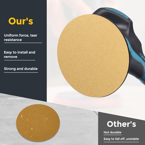 HARFINGTON 50 Pcs 3 Inch Sanding Discs 60 Grit Yellow Aluminum Oxide