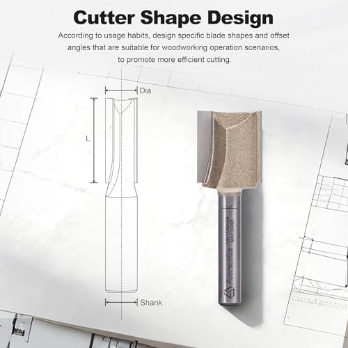 Straight Router Bits 1/4" Shank, 11/16" Cut Diameter, 3/4" Cut Length, Useful for Plunging Capabilities for Cutting Grooves, Dados, Mortising