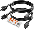 HUANCHAIN Indoor Outdoor Black Extension Cord 6FT 2Pc Waterproof 16/3 Gauge