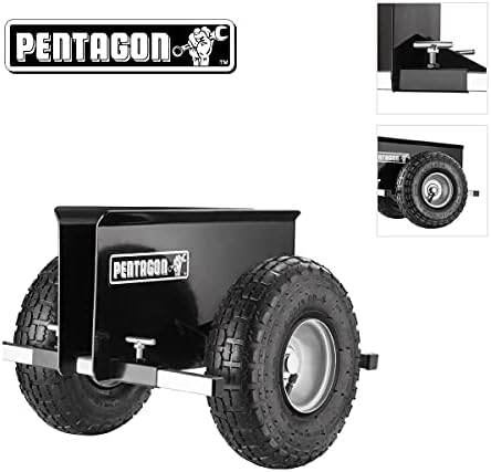 Drywall Cart - Lumber, Wood Paneling, and Plywood Carrier Holds up to 600lbs - Door Dolly with 10-inch Inflatable Wheels by Pentagon Tools (Black)