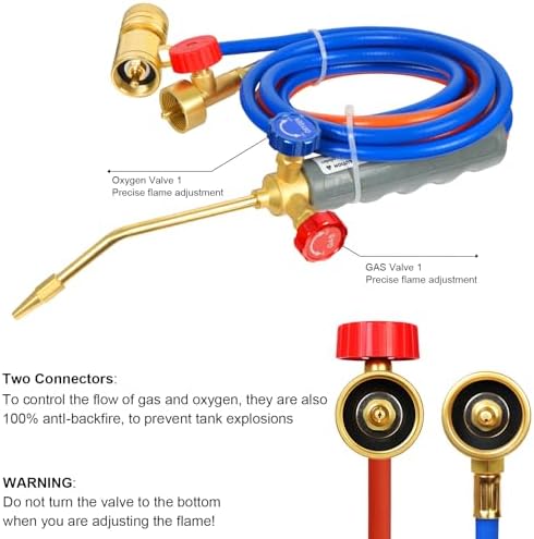 Brazing Torch Kit for MAPP Gas & Propane, Brass & Stainless Steel Cutting Torch Kit with Metal Case, Welding Torch Set for Soldering, Jewelry, HVAC, Glass Blowing
