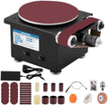 MXBAOHENG Mini Belt Disc Sander 6-Inch Sanding Disc and 1.2 x 15-Inch Sanding Belts for Wood Metal Stone Grinding, Small Spindle Sander Machine for Curve Grinding, with Chuck & Flexible Shaft