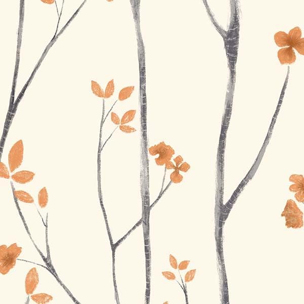 Timeet Peel and Stick Wallpaper White and Orange Floral Wallpaper Boho Leaf Contact Paper Self Adhesive Removable Wall Paper for Bedroom Bathroom Cabinet Wall Decoration 16"x197"