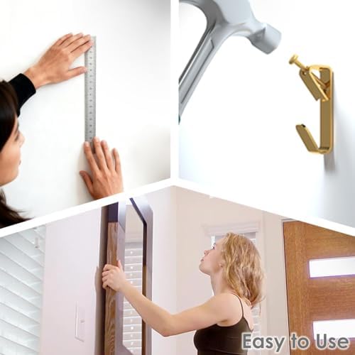 Picture Hanging Kit, 100lb 50lb 30lb, Heavy Duty Plaster Wall and Drywall Large Hangers and Hooks Hardware for Painting and Frame to Hang on, 390pcs Gold with Nails