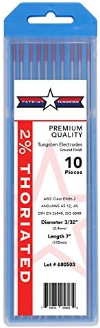 TIG Welding Electrodes 2% Thoriated WT20 (EWTh-2) Red 3/32" 10 Pack