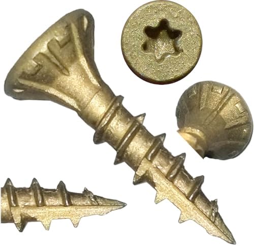 8 x 3/4" Bronze Coated Multipurpose Exterior Coated - ACQ Compatible Wood Screw Torx/Star Drive Flat Head 5 Pound CASE 17145 Screws