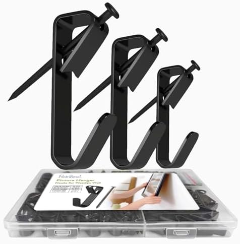 Picture Hanging Kit, Extra Thick, 100lb 50lb 30lb, Heavy Duty Plaster Wall and Drywall Large Hangers and Hooks Hardware for Painting and Frame to Hang on, 160pcs Black with Nails