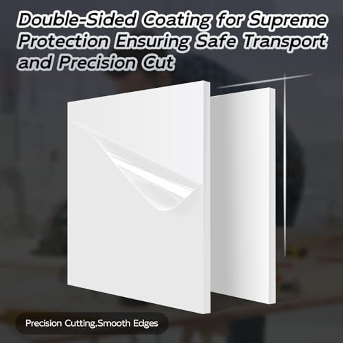 HDPE Sheet 1/2" Thick - 6"x6" HDPE Plastic Sheet, White Plastic Sheet for Crafts, DIY Projects, and Industrial Use