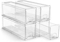 Sorbus Clear Stackable Storage Drawers with Pull-Out Bins (Small, 4 Pack)