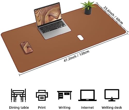 AFIING Cork Desk Mat 47" x 23.6", Dual-Sided Natural Cork & PU Leather Desk Pad, Non-Slip Waterproof Large Mouse Pad for Office, Home & Gaming (Brown)