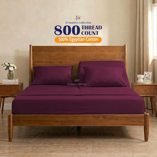 JS Sanders Collection Split Head Sheet Set 4PC Cal. King Size, Wine